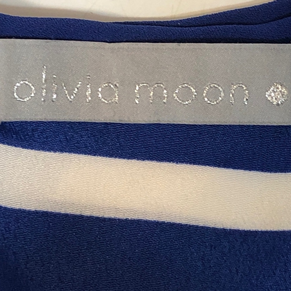 Olivia Moon Striped Navy and White Women's Sleeveless Blouse Top - Picture 8 of 9